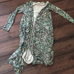 LulaRoe green print Sarah cardigan S